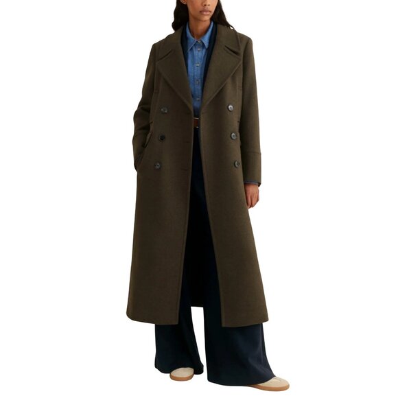 2. ME + EM Khaki Green Melange Wool Longline Coat $768 EUC Sz US 4 - Picture 3 of 6